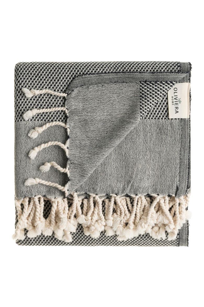 Whisper Weight Natural Turkish Towel, Alternate, color, Black