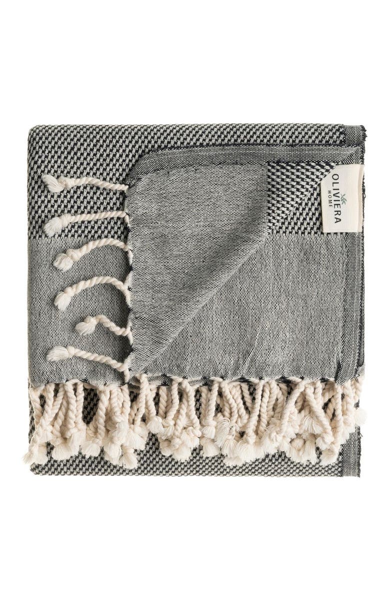 Oliviera Home Whisper Weight Turkish Cotton Hand Towels - Set of 2, Alternate, color, Black