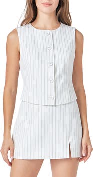 Endless Rose Pinstripe Button Front Vest