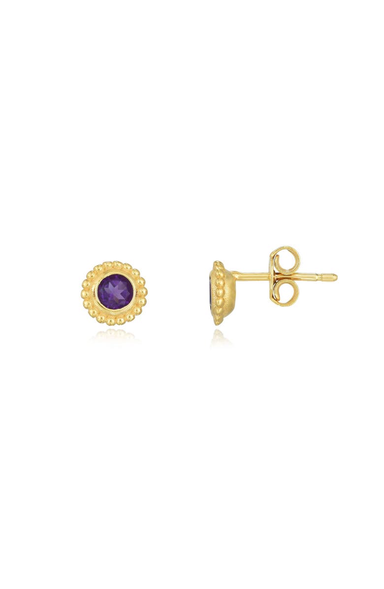 The Lovery Fine Jewelry Amethyst Bezel Beaded Stud Earrings, Main, color, Amethyst