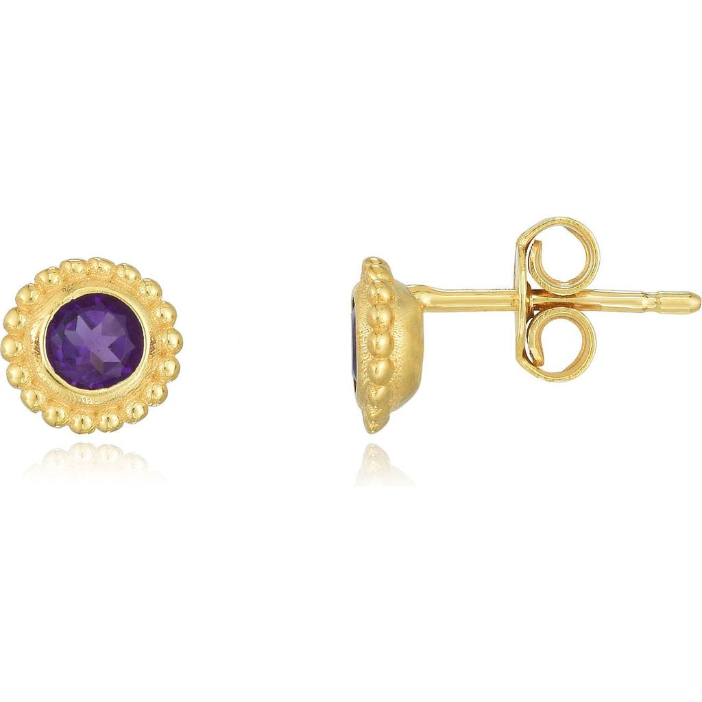 The Lovery Fine Jewelry Amethyst Bezel Beaded Stud Earrings  product