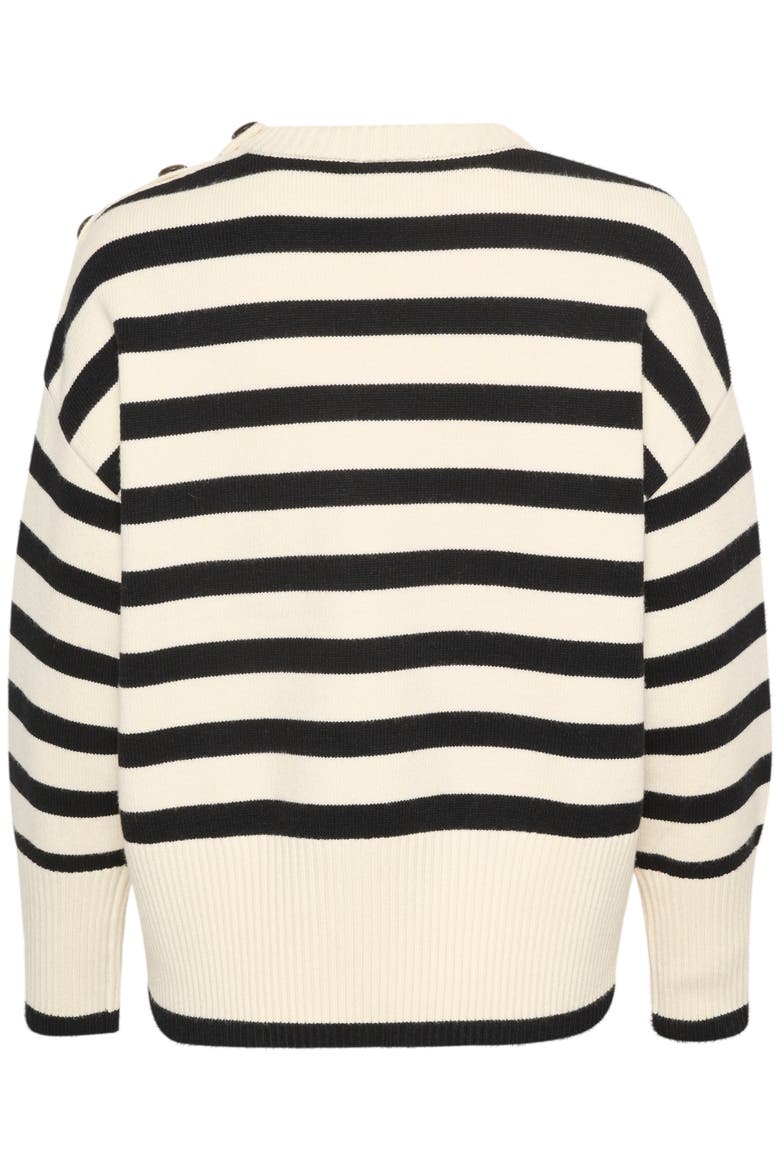 Marie Round Neck Casual Fit Pullover, Alternate, color, Ant. white/Black Stripe