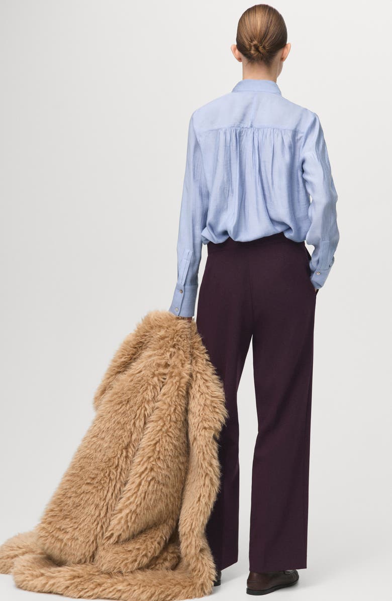 MANGO High Waist Straight Leg Pants, Alternate, color, Plum