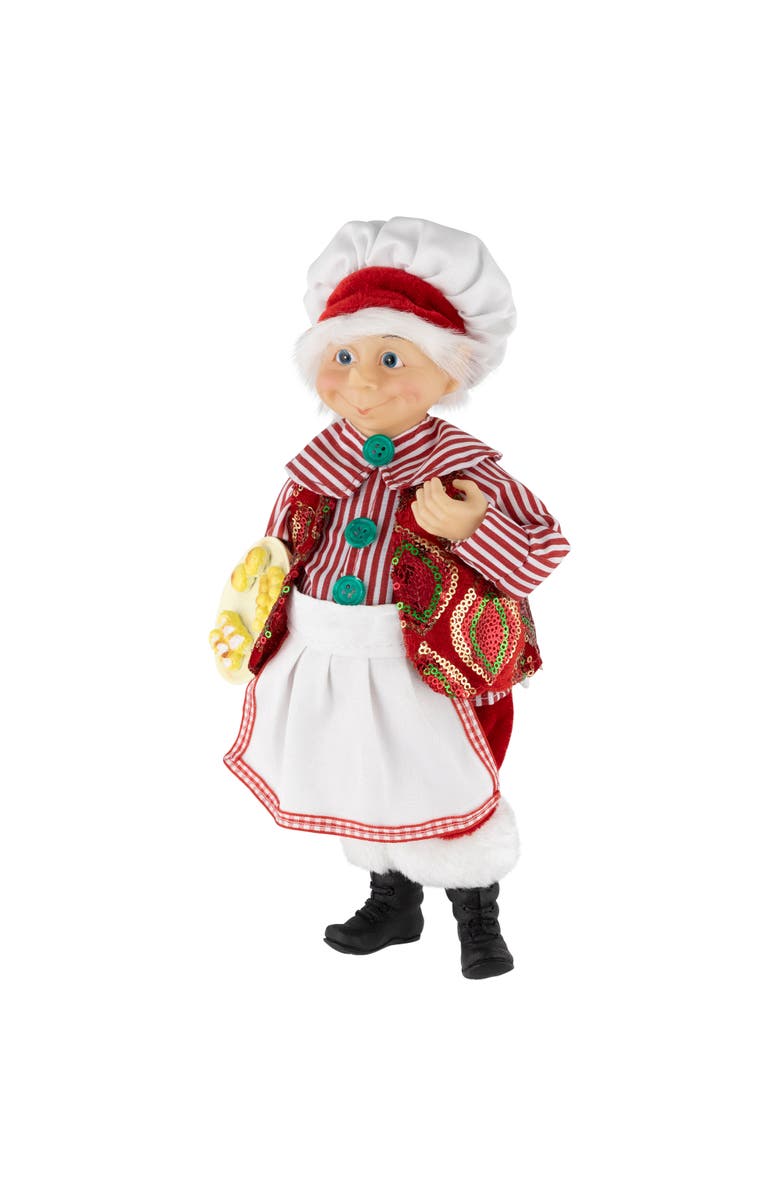 Northlight Chef Elf with Baked Goods Christmas Figure - 12", Alternate, color, Red