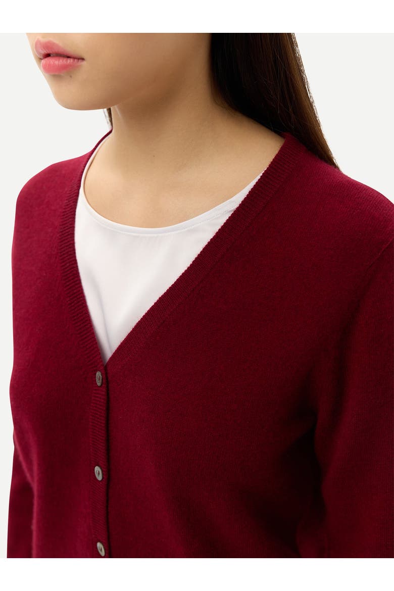 Timeless Cashmere V-Neck Cardigan, Alternate, color, bordeaux
