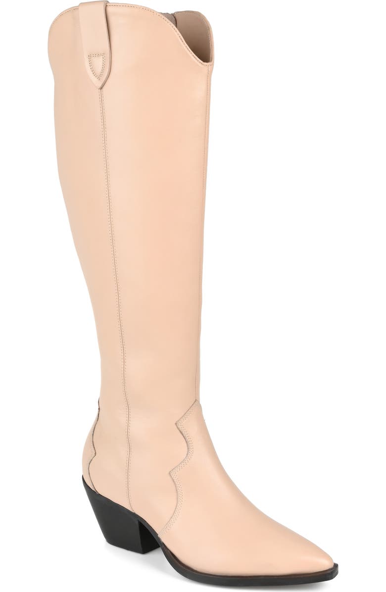 Journee Signature Pryse Leather Western Boot, Main, color, Nude