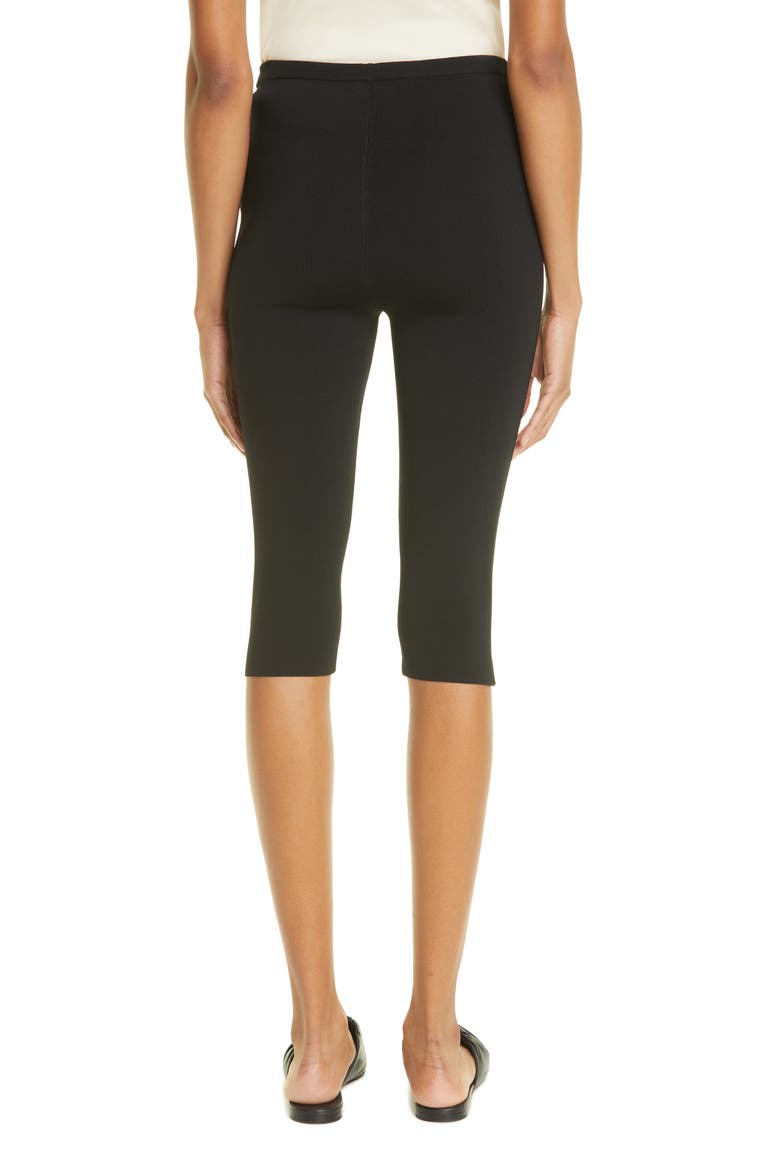 Totême Compact Knit Crop Leggings, Alternate, color, BLACK