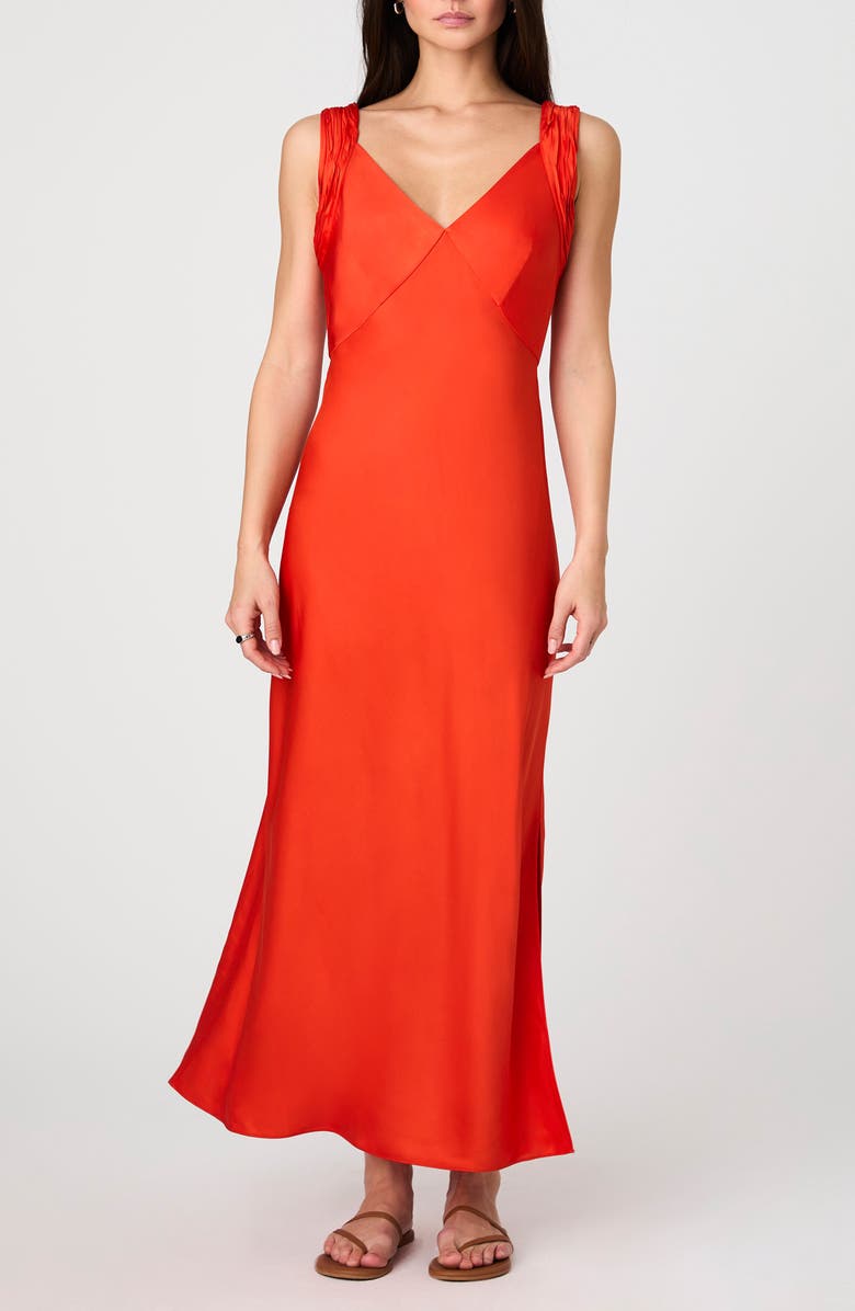 French Connection Ennis Satin Slipdress, Main, color, Miami Orange