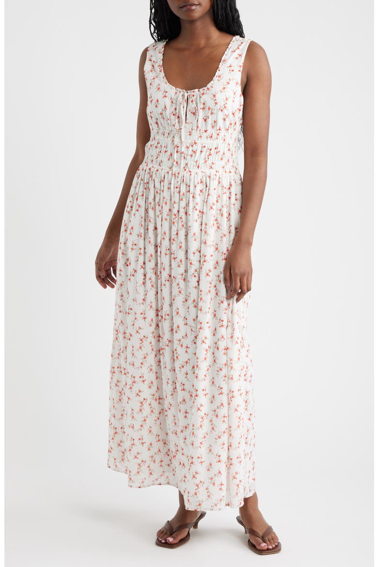 Jordie Floral Cotton Maxi Sundress, Main, color, ROUGE ROMANTIC