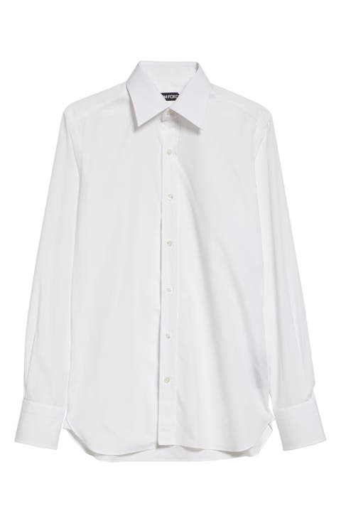 Slim Fit Solid Cotton Poplin Button-Up Shirt