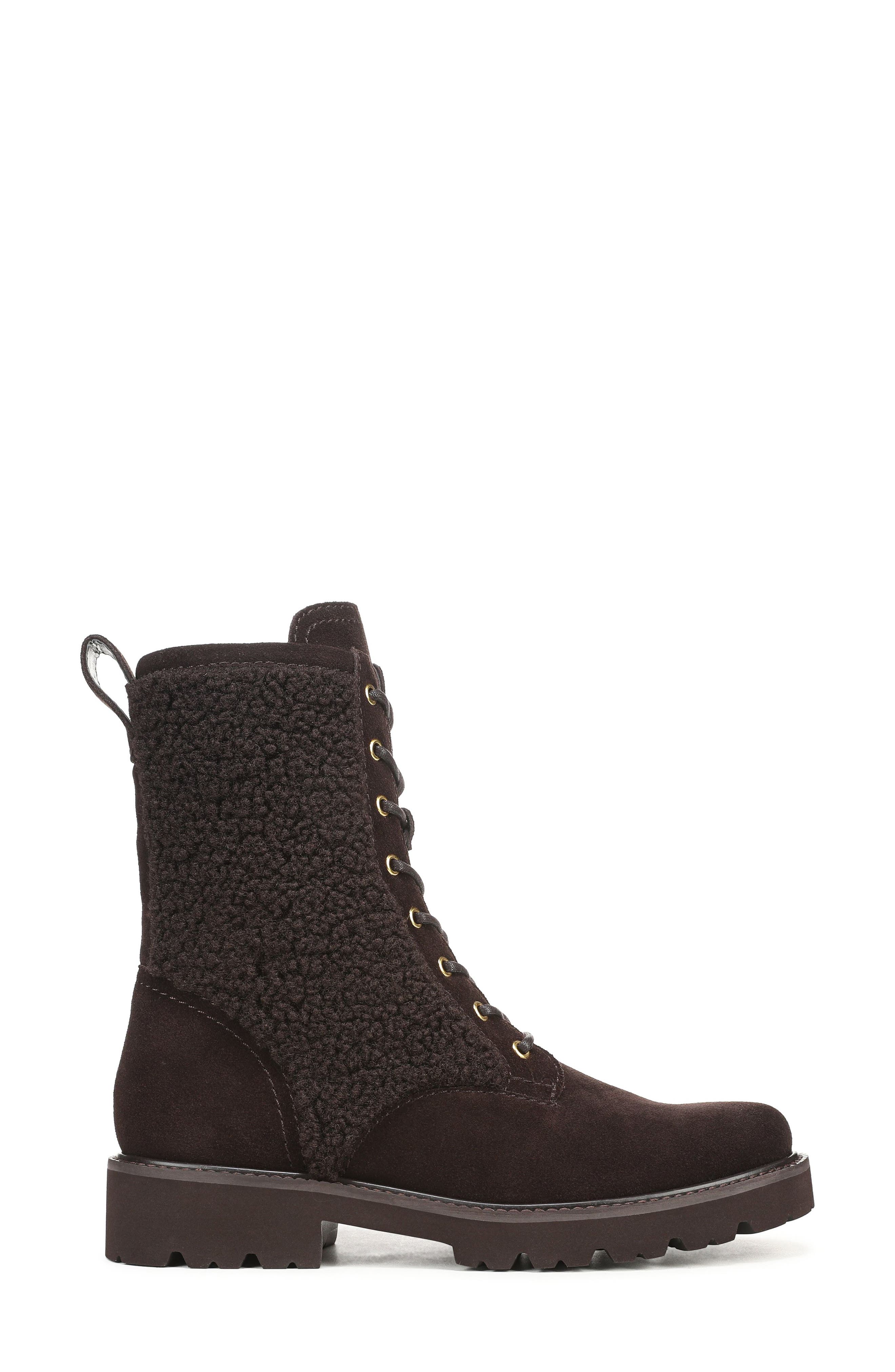 Safira Boot with Faux Shearling Trim, Alternate, color, DARK BROWN SUEDE LEA