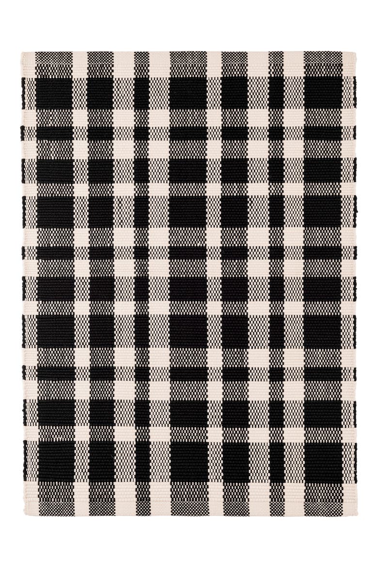 Tattersall Indoor/Outdoor Rug, Main, color, BLACK