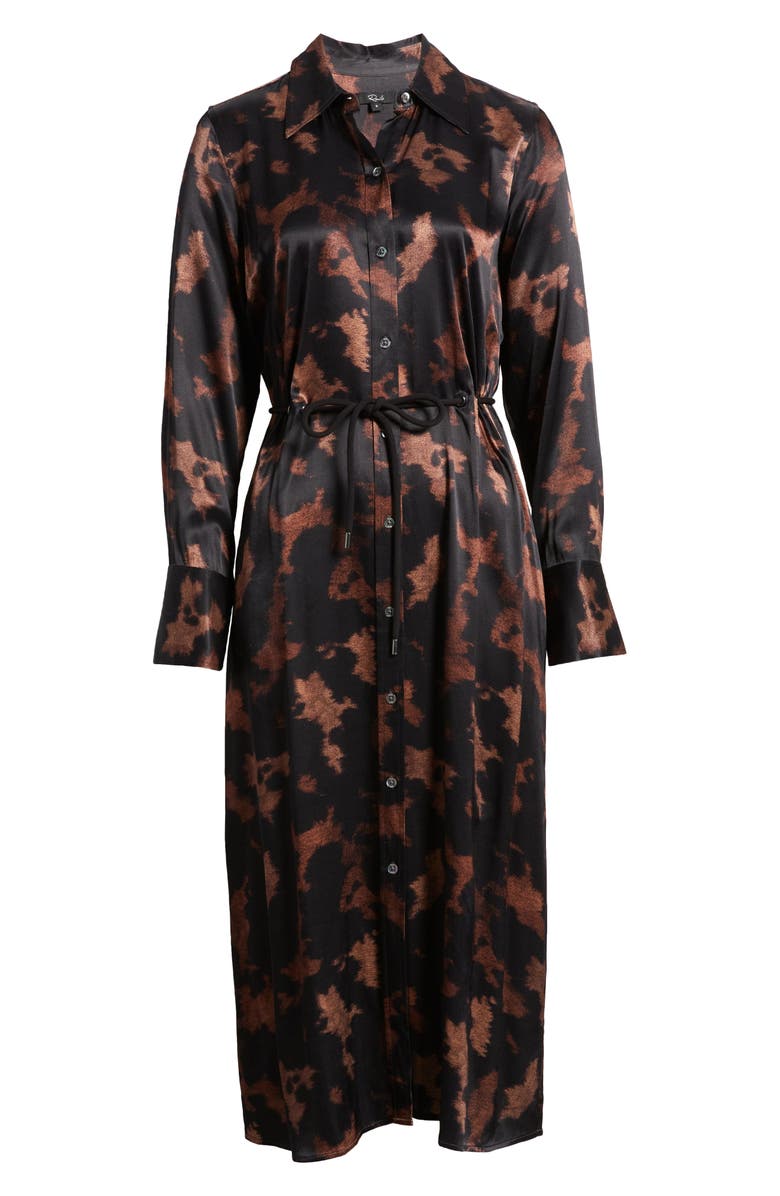 Rails Anina Drawstring Waist Long Sleeve Satin Midi Shirtdress, Alternate, color,