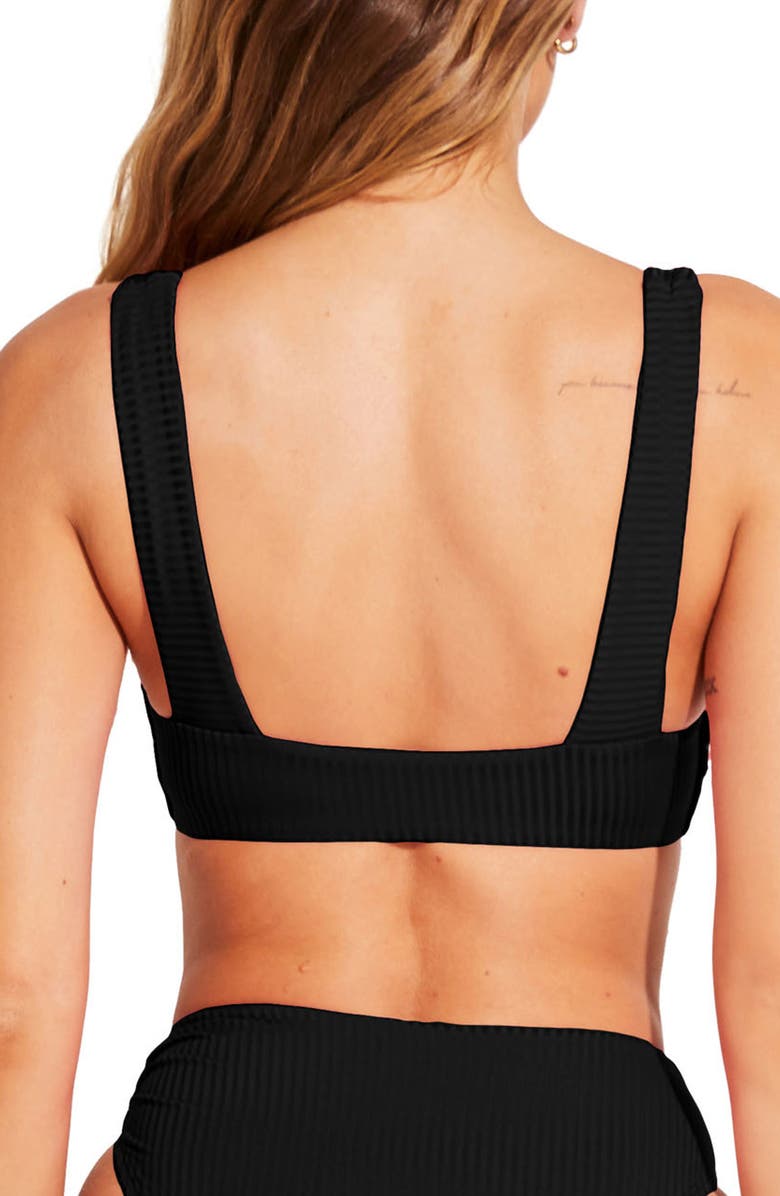 Vitamin A<sup>®</sup> Skylar Ring Detail Rib Bikini Top, Alternate, color, Black