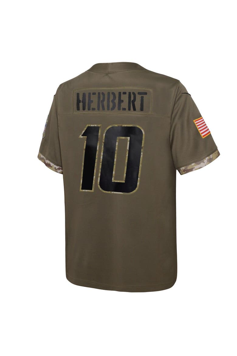 Youth Nike Justin Herbert Olive Los Angeles Chargers 2022 Salute To Service Player Limited Jersey, Alternate, color, Olive
