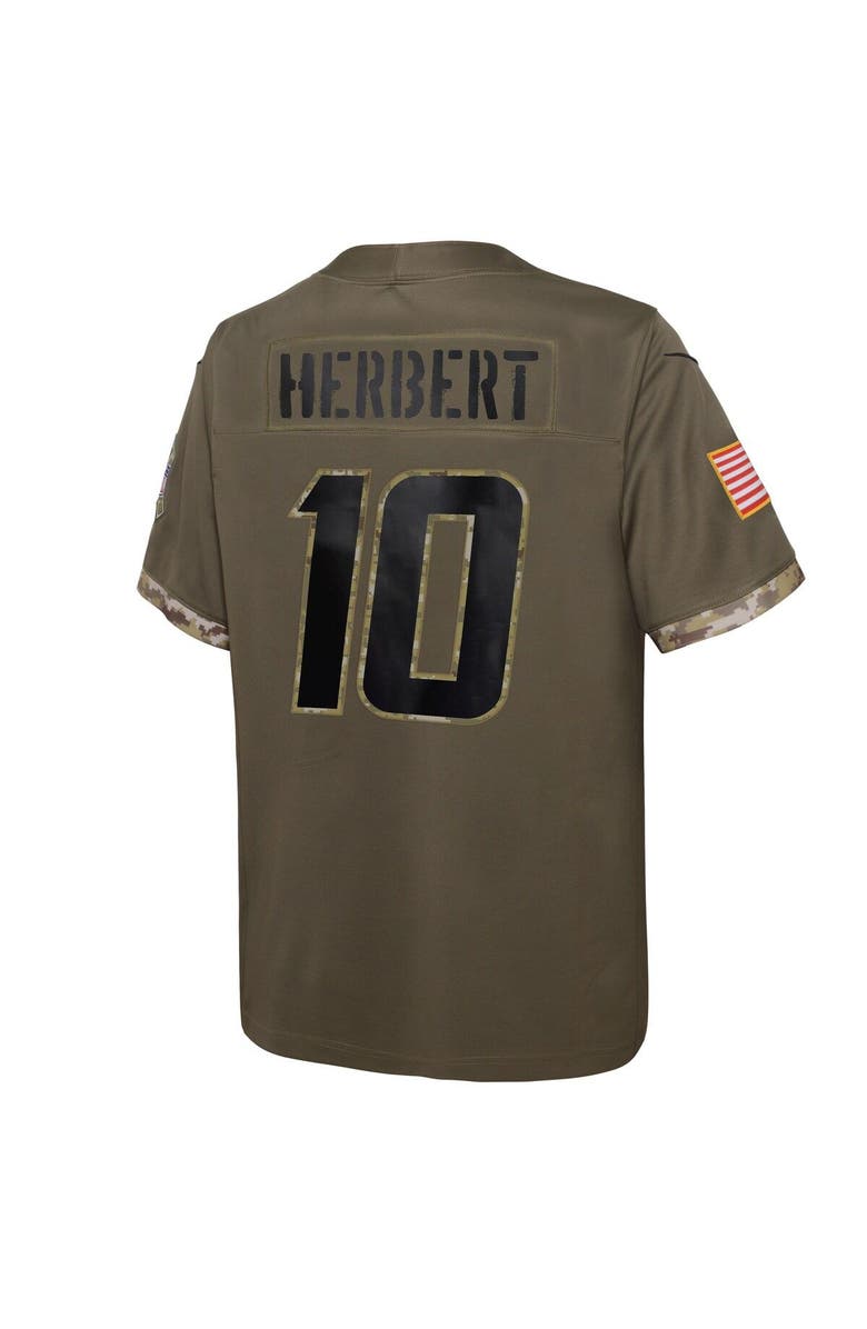 Nike Youth Nike Justin Herbert Olive Los Angeles Chargers 2022 Salute To Service Player Limited Jersey, Alternate, color, 