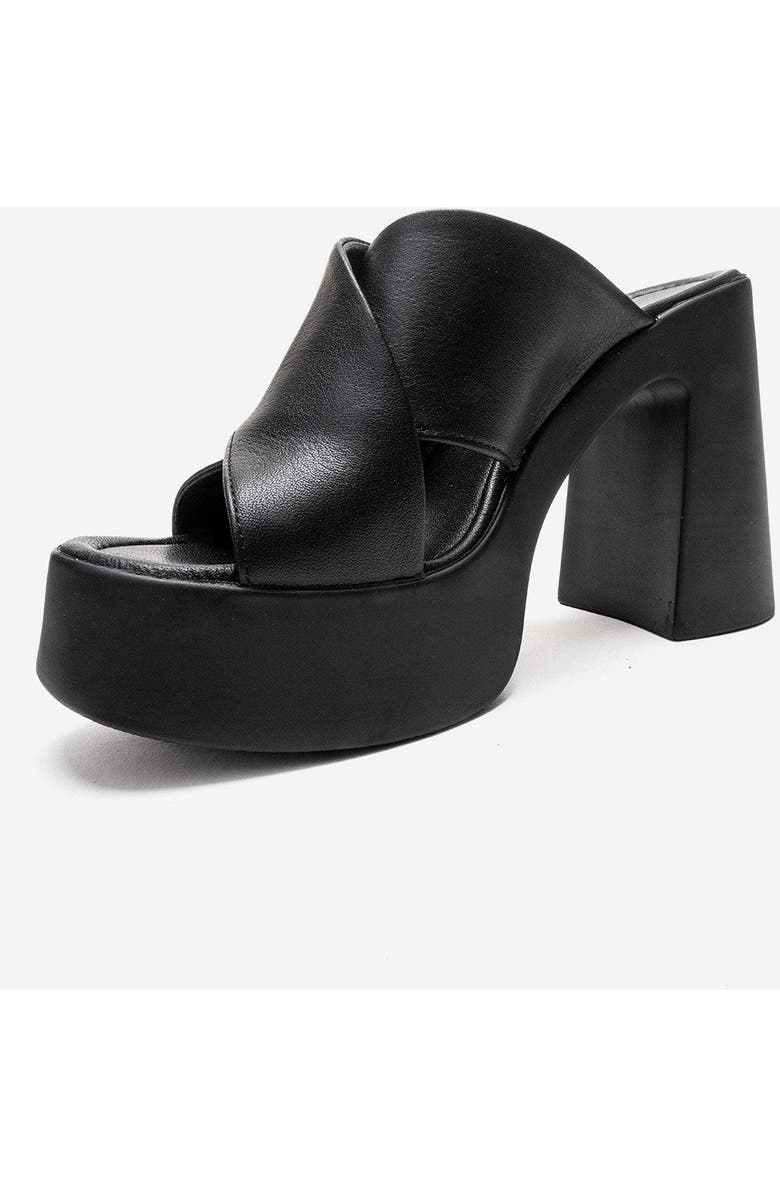 Forever & Always Shoes Essenza Leather Platform Block Heel Sandal, Alternate, color, Black