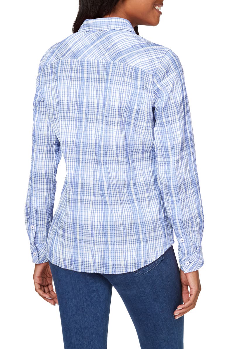 Foxcroft Hampton Plaid Non-Iron Button-Up Shirt, Alternate, color, Iris Bloom