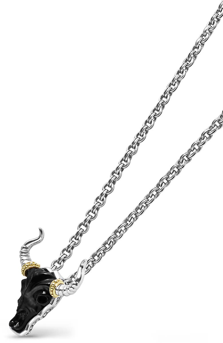 LAGOS Men's Anthem Bull Pendant Necklace, Alternate, color, Black