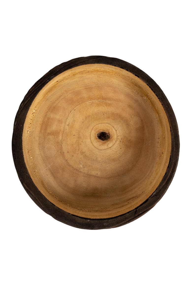 Round Paulownia Wood Decorative Bowl, Marbled Brown Finish, Alternate, color, Black