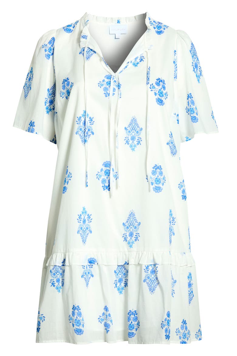 Yila Kuna Tiered Floral Minidress, Alternate, color, WHT-BLUES
