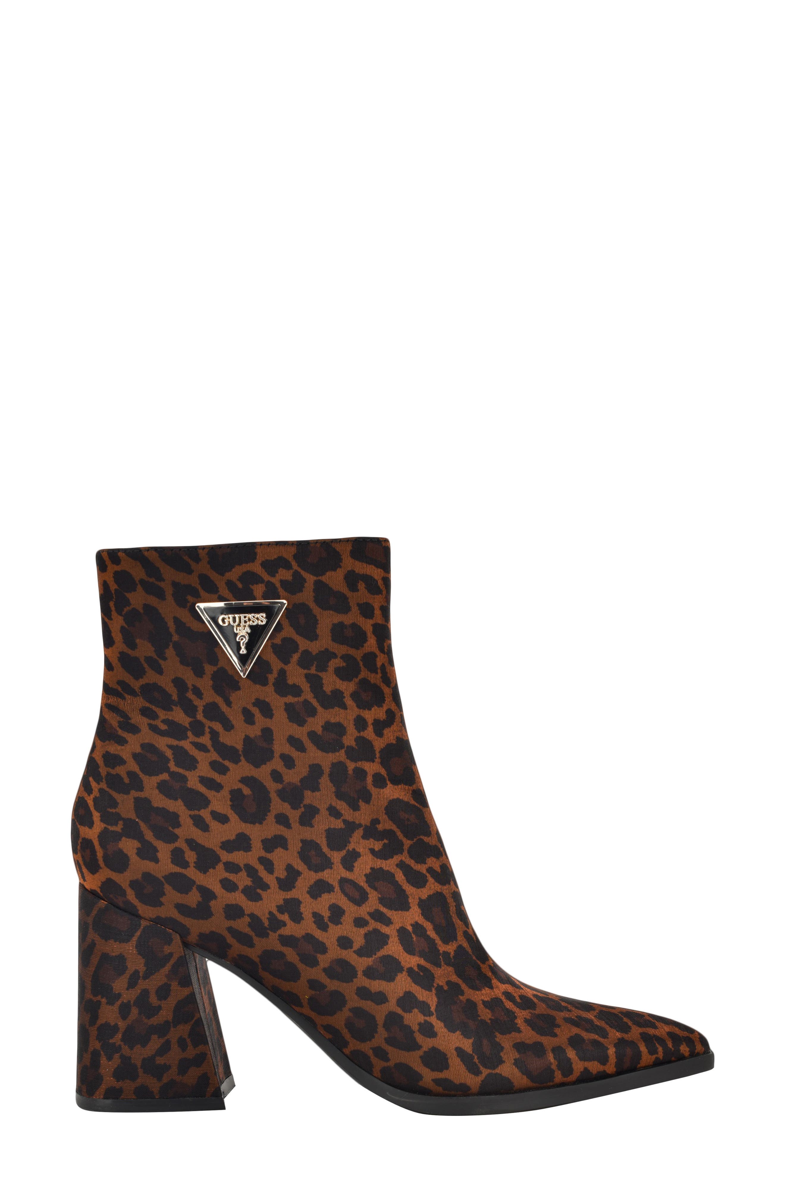 GUESS Lusera Pointed Toe Bootie, Alternate, color, Dark Brown Leopard