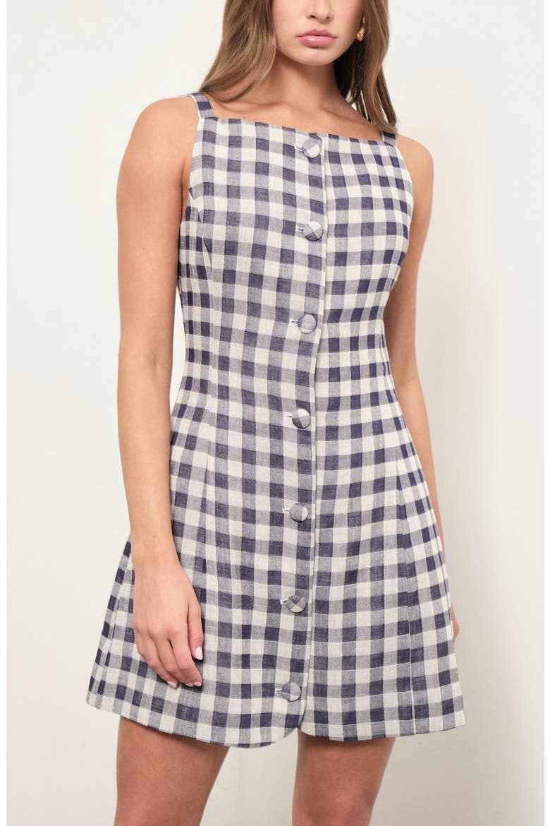 Amanda Gingham Minidress, Alternate, color, NAVY GINGHAM