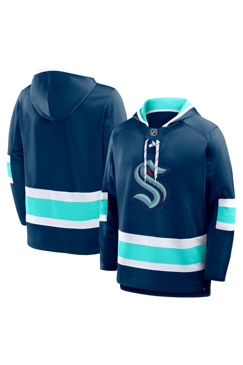 Men's Fanatics  Deep Sea Blue Seattle Kraken Prime Time Fleece Hoodie, Main, color, Blue