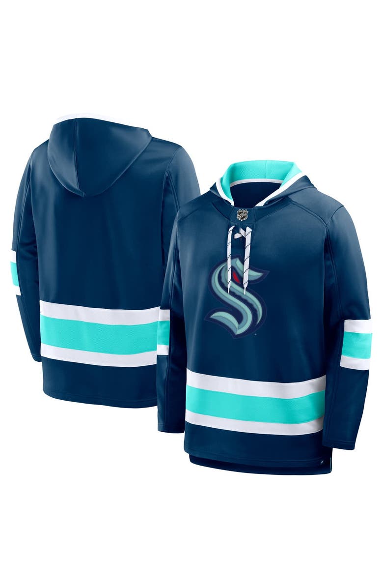 FANATICS Men's Fanatics  Deep Sea Blue Seattle Kraken Prime Time Fleece Hoodie, Main, color, Blue