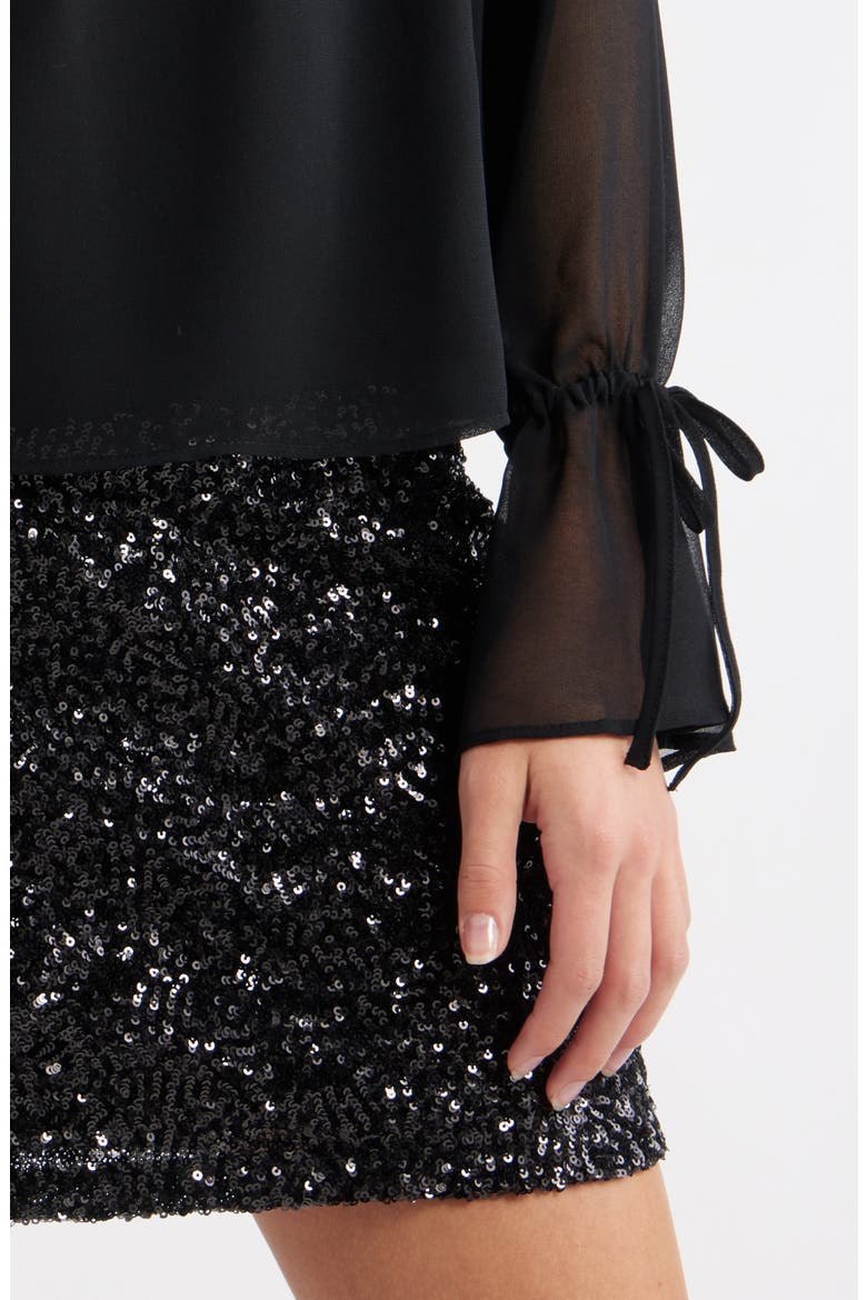 Babydoll Chiffon Top, Alternate, color, BLACK