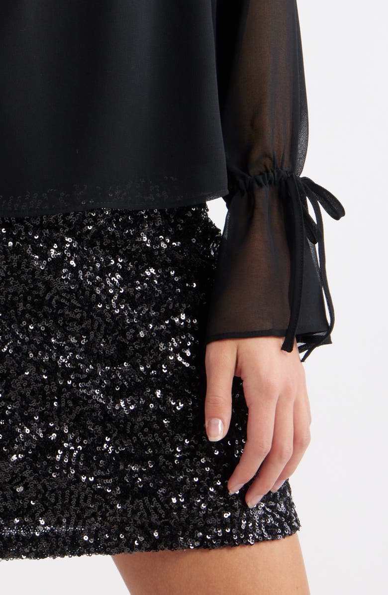 Open Edit Babydoll Chiffon Top, Alternate, color, Black