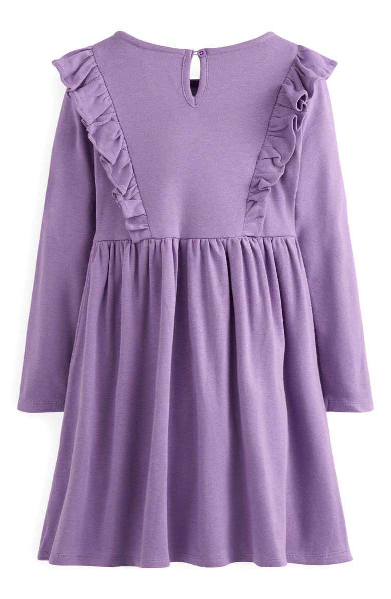 Mini Boden Kids' Floral Embroidered Long Sleeve Cotton Jersey Dress, Alternate, color, Grape Lilac