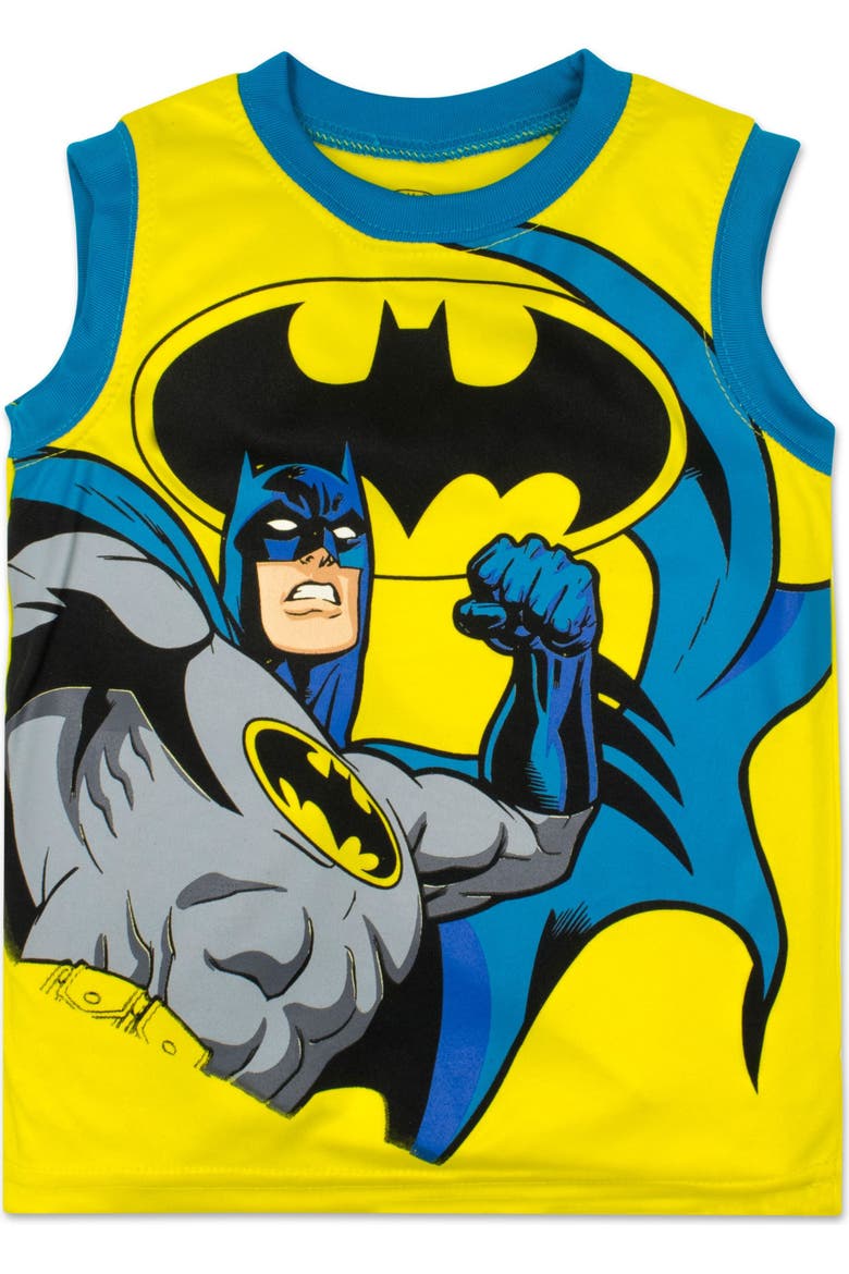 Justice League Batman Tank, T-Shirt and Shorts Set, Alternate, color, Batman Yellow Blue