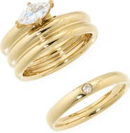 Nordstrom Set of 2 Waterproof Cubic Zirconia Stackable Rings