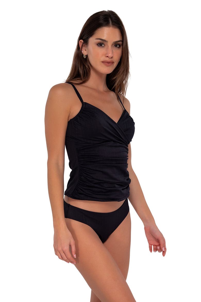 Simone Tankini Swimsuit Top, Alternate, color, Black Seagrass Texture