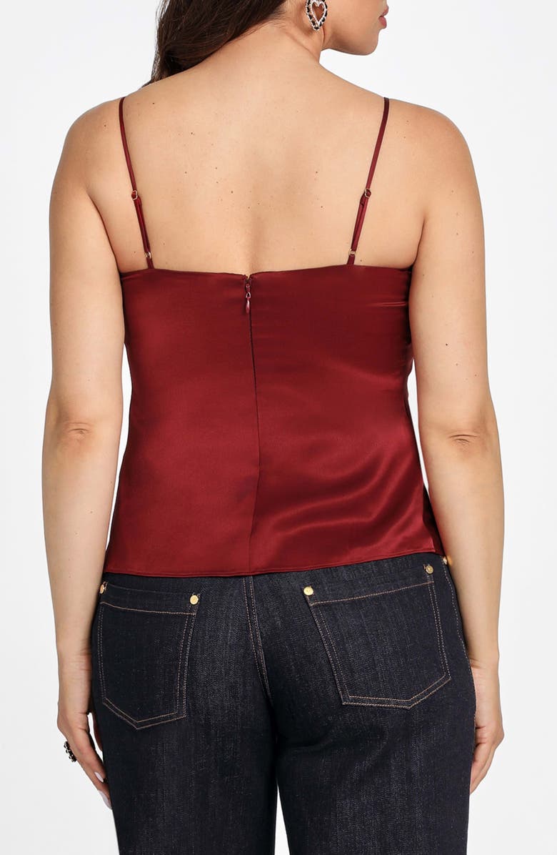 Marciano Aretha Drape Satin Camisole, Alternate, color, Dark Jam Red