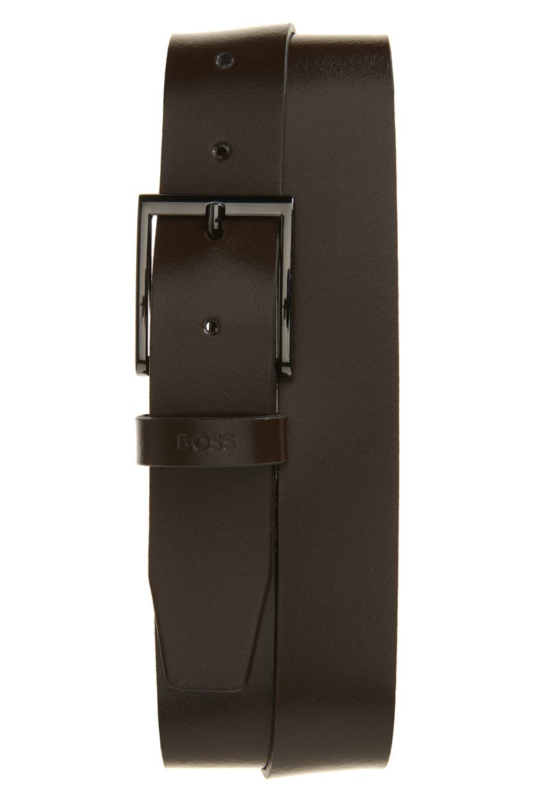 Umi Leather Belt, Main, color, DARK BROWN