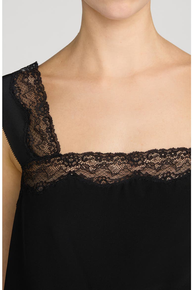 The Chandelier Lace Trim Silk Camisole, Alternate, color, BLACK