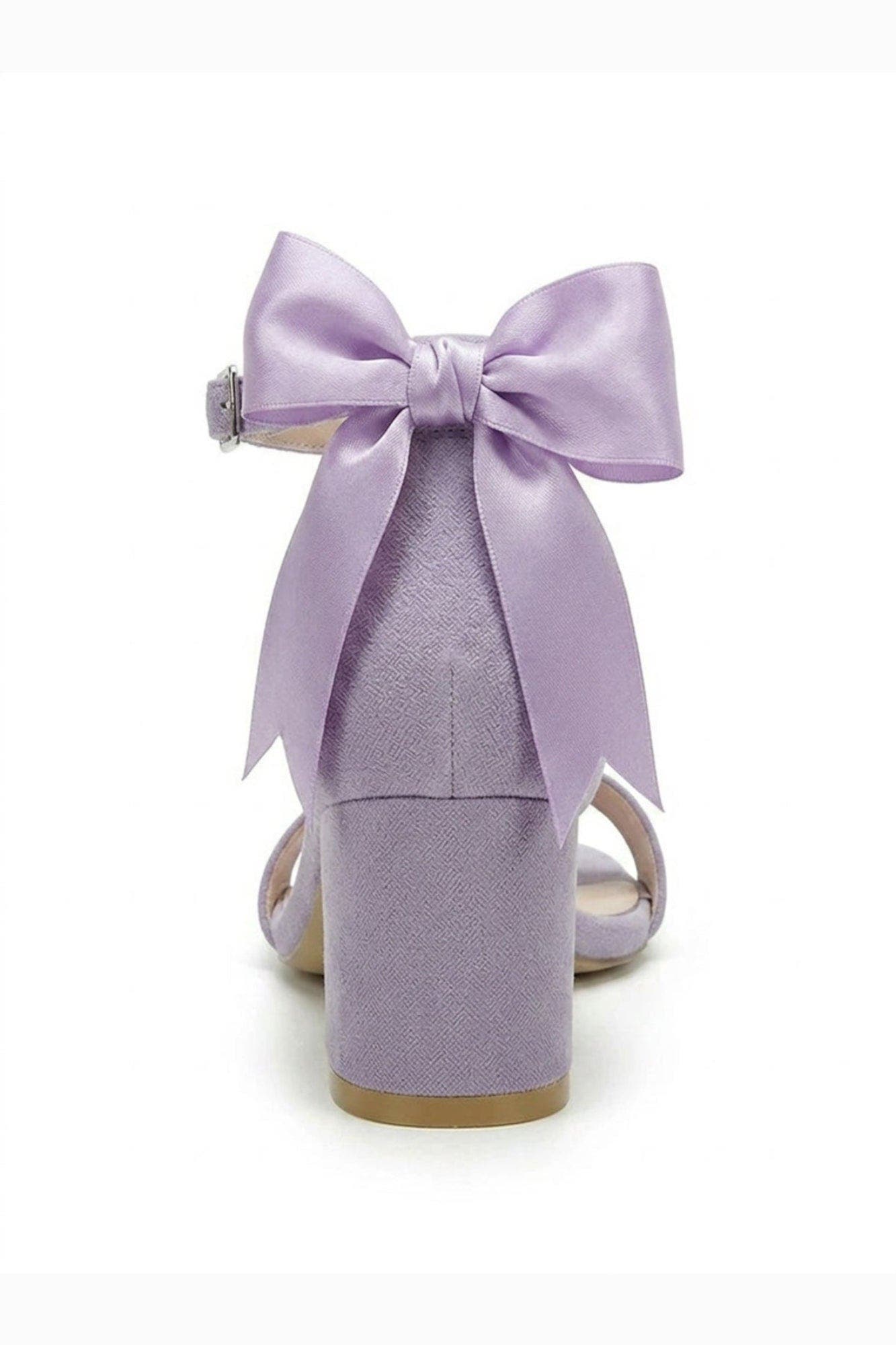 Rochelle Ivory Bridal Sandals with Ribbon, Alternate, color, Lilac Suede
