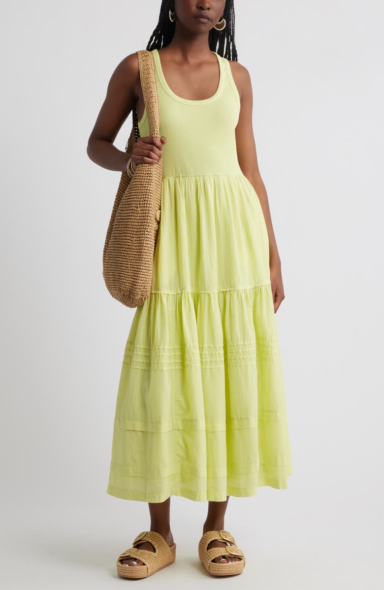 Treasure & Bond Scoop Neck Midi Dress, Alternate, color, Green Finch
