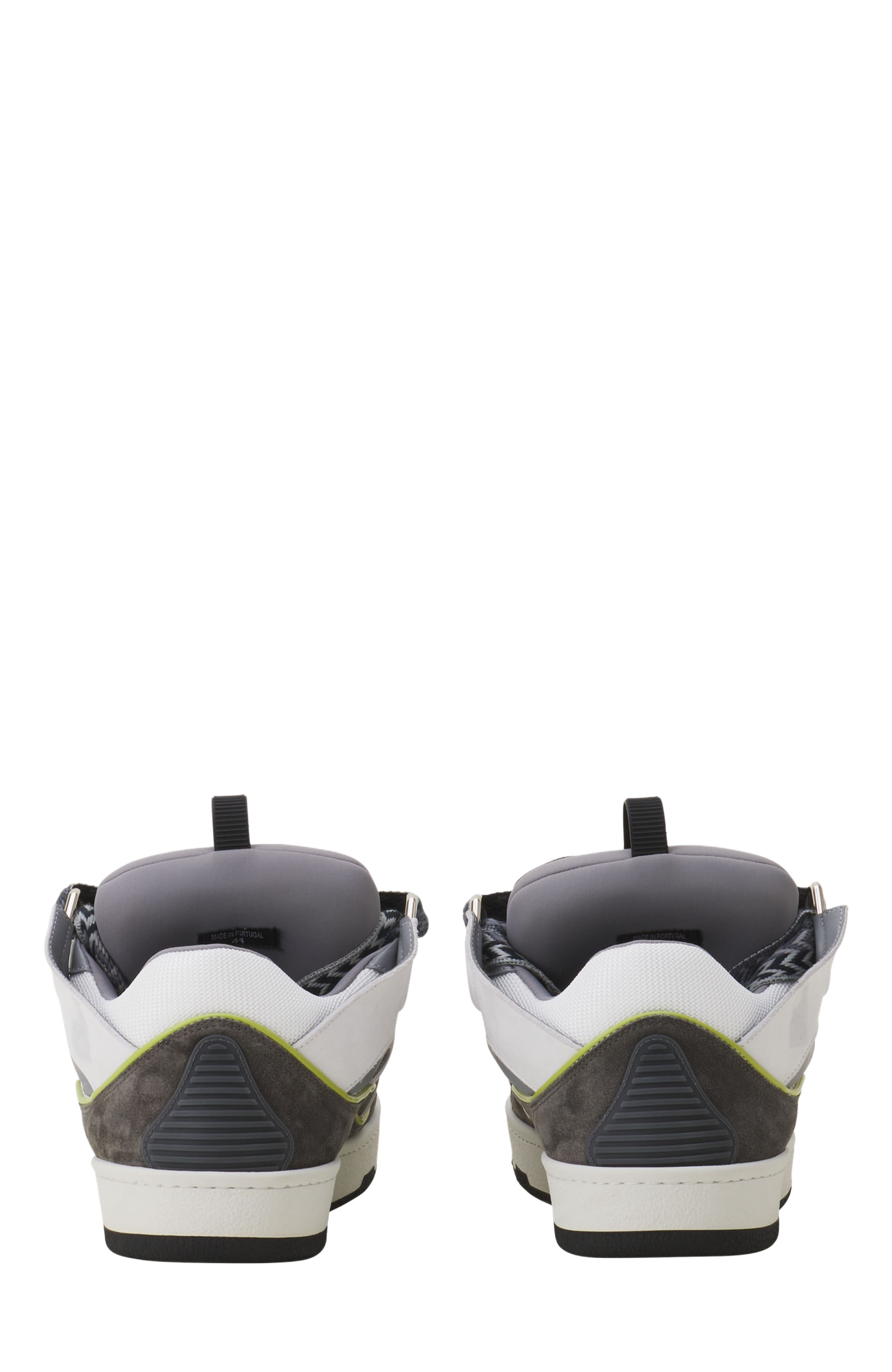 Lanvin Curb Leather Sneakers, Alternate, color, White/Grey