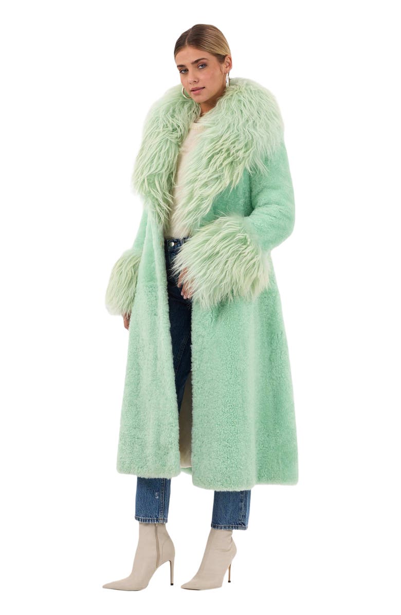 GORSKI Genuine Shearling Coat, Main, color, Pastel Green