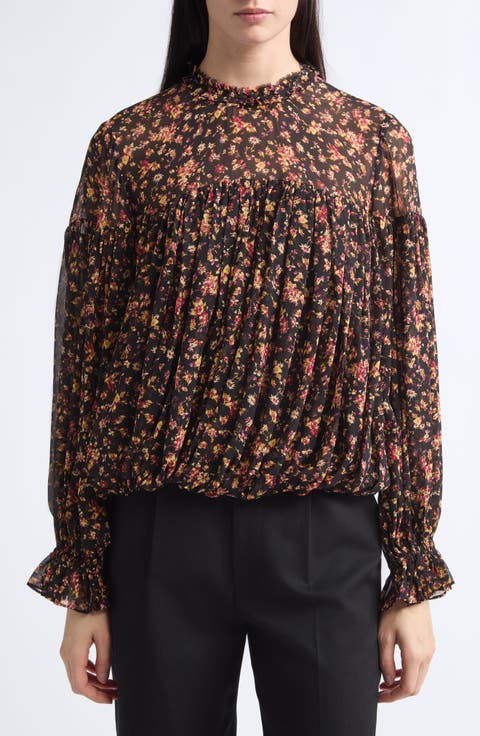Pearl Long Sleeve Silk Chiffon Top