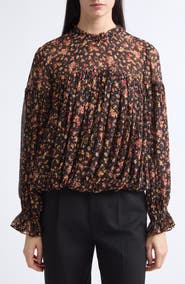 Ulla Johnson Pearl Long Sleeve Silk Chiffon Top