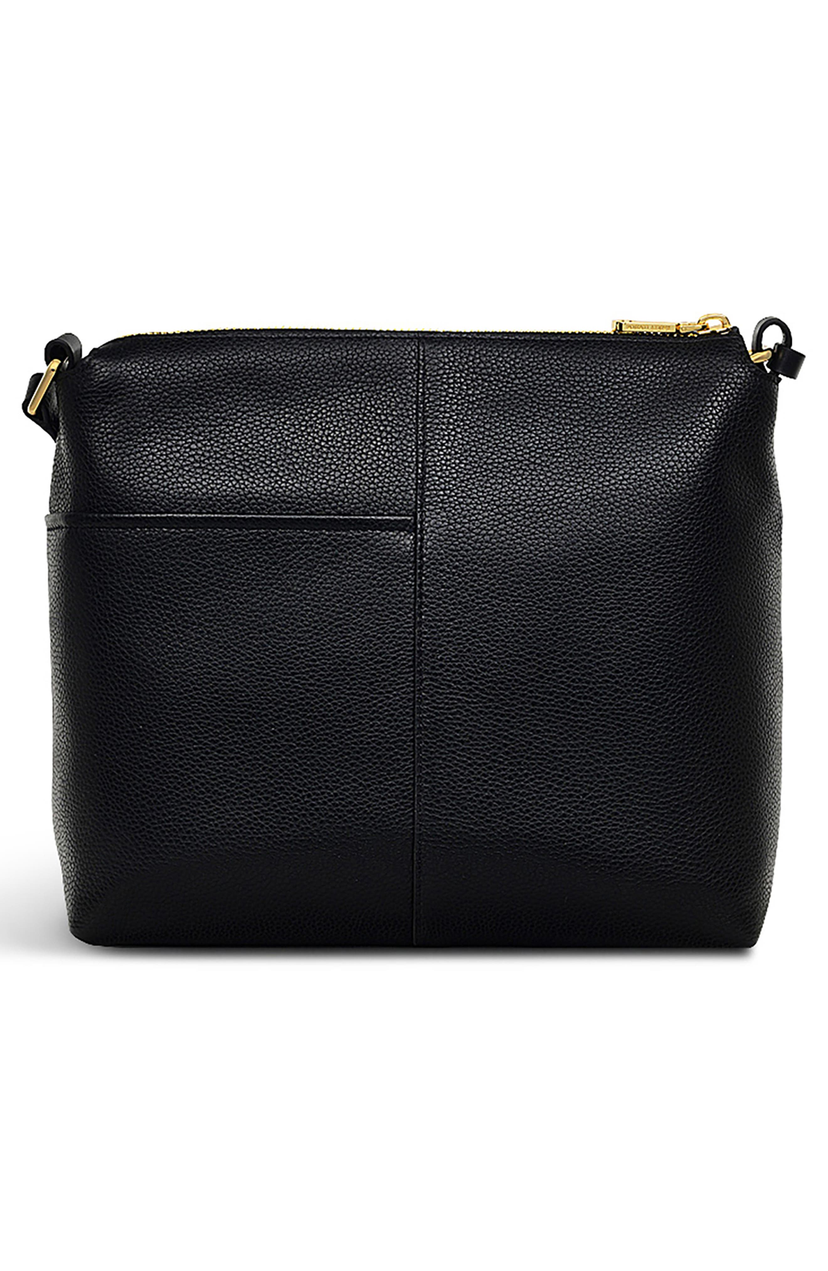 Radley Fountain Mews Small Zip Top Leather Crossbody Bag, Alternate, color, Black