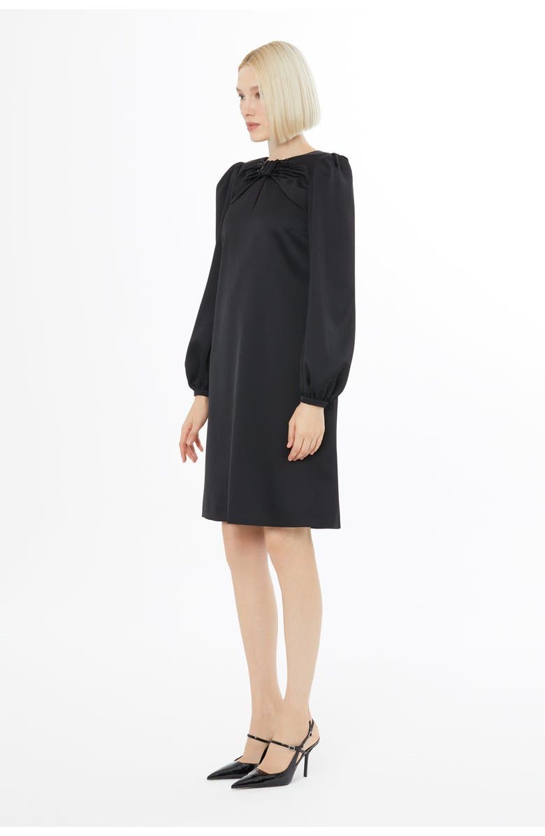 Gizia Shoulder-Pad Long-Sleeve Buttoned Maxi Dress, Alternate, color, Black