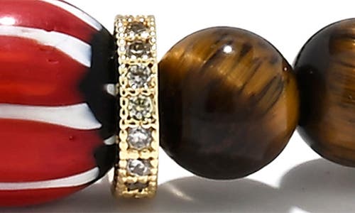 Eye Candy Los Angeles Bradley Pavé Beaded Stretch Bracelet In Brown