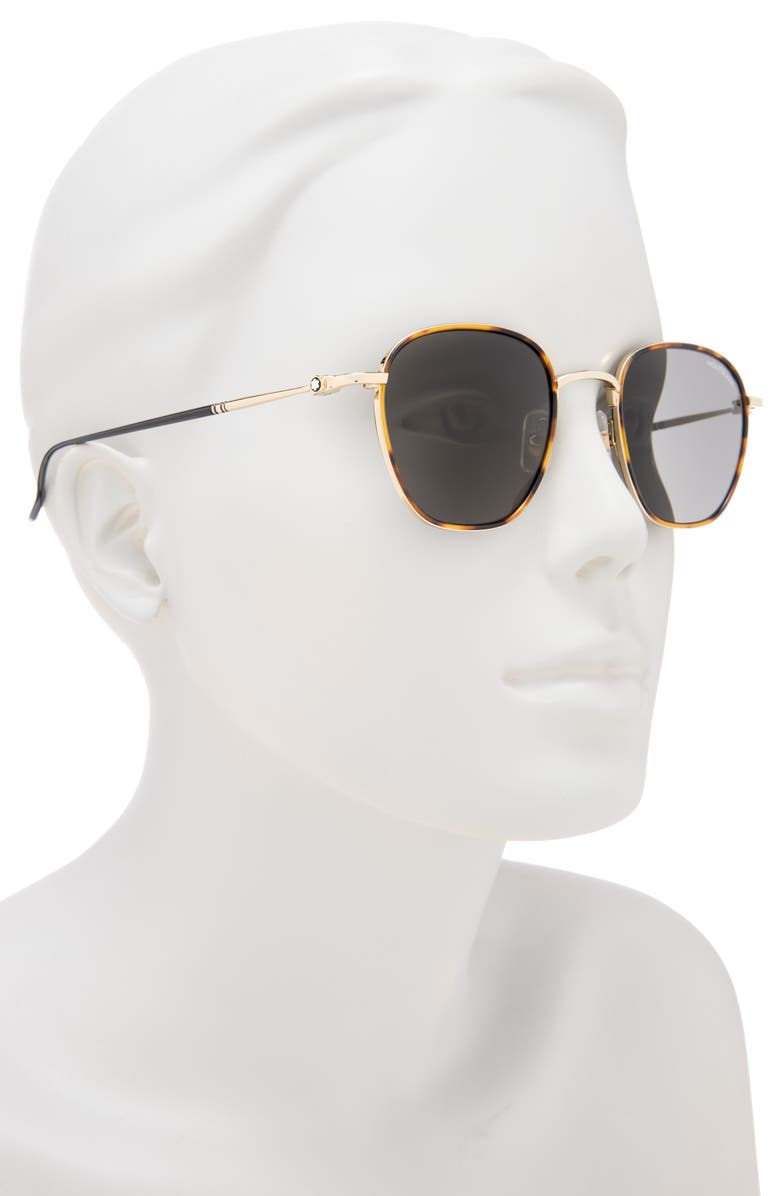 Montblanc 49mm Square Sunglasses, Alternate, color, Havana Gold Grey