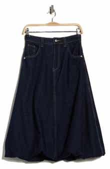 JASON WU Bubble Hem Denim Midi Skirt