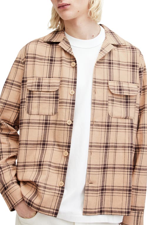 Allsaints Wendel Checked Relaxed Fit Shirt In Bramble Pink